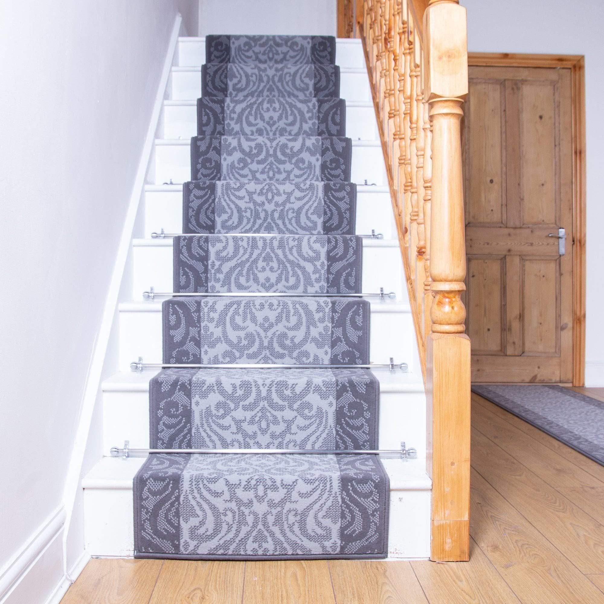 Light Grey Baroque Stair Carpet Runner